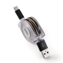 C타입 LED 충전 데이터 케이블 초고속 2A 선정리 자동 줄감김 릴케이블, 블랙, 1개, 1개