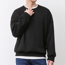 [오버나인] 남자 박스 오버핏 골지 라운드 스판 니트