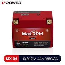 브이파워 리튬 인산철 배터리 MX04 유아사 대응 YTZ5S YTZ4V YTX4L-BS, 1개