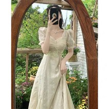 레이스롱원피스 기본핏 77사이즈 여성 펀칭 롱스커트 프릴 밑단 예쁜 여름 고급 Wstug 증정