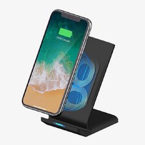 듀얼코일 무선충전기 아이폰 7.5W 갤럭시 10W 고속 충전독 거치대, 무선충전거치대 블랙