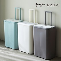 장인가구 리빙레시피 캐리어형 분리수거함 2단(60L), 아이보리