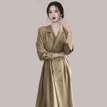 미니멈 원피스 봄 롱원피스 A라인 하객룩 봄과 가을 냉풍 여성 하이 엔드 감각 고귀하고 기질 드레스-긴팔 디자인 윈드 브레이커 스커트