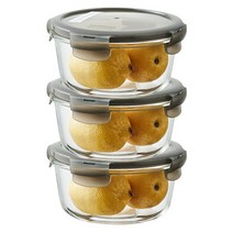 락앤락 오븐글라스 유로 원형 밀폐용기, 3개, 650ml