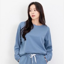 여성 라운드넥 무지 맨투맨티 밴딩 스타일 트렌디 코디 오피스룩 직장인 스트릿 패션