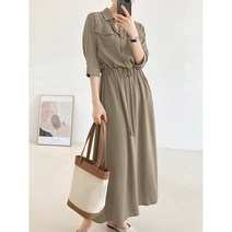 영메이 YM23182S 여성 free size 플레어 셔츠 롱 원피스