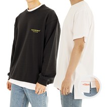 오가닉 코튼 100% 프리미엄 무지 롱 레이어드 티셔츠 사이드 절개 +10cm