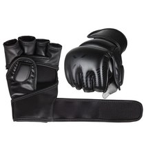 FightX MMA 장갑 남성 및 여성용 훈련 그립 손목 랩 연습용 복싱 핑거리스 파이팅 성인용 태권도 경량 가라데 스파링 (블랙/화이트 S/M), Large-X-Large