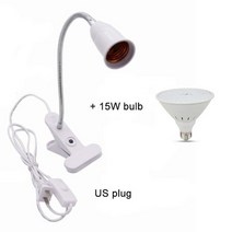 12 머리 6w 15w 20w led 성장 빛 e27 phyto 램프 식물 이동식 식물 클립 램프 씨앗 꽃 성장 텐트, 1헤드 미국 15w