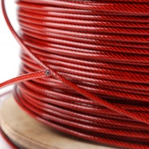 HQ RW01 빨간색 PVC 플라스틱 코팅 아연 도금 강철 와이어 로프 유연한 케이블 빨랫줄 울타리 격자 2-8MM 직경, 3MMAfterCoating
