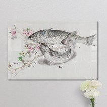 기타 바보사랑[꾸밈]폼아크릴액자58CmX38Cm_풍수잉어수묵화