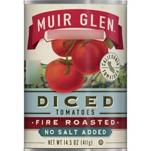 Muir Glen Organic 오가닉 무염 다이스드 토마토 통조림 파이어 로스티드, 411g, 1개