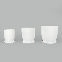 소형 중형 대형 인테리어화분 큰 원형 도자기 실내 거실화분, 2.라운드 백자화분(중)-기본받침26x27