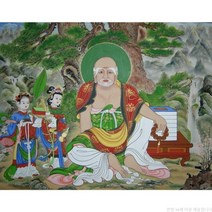 불교 나반존자 탱화 부처님 보살 큐빅 비즈 만들기 공예 보석십자수 재료 세트, 110x90cm 전체 원형 큐빅