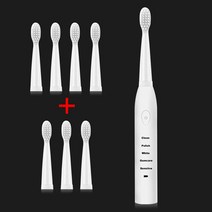 전동칫솔 강력한 칫솔 충전식 41000timemin 초음파 빨 전자 미백 방수 칫솔, 화이트 8헤드