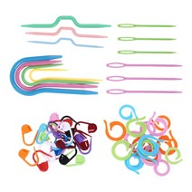 1세트 트위스트 곡선 손뜨개 뜨개질 바늘 U자형 케이블 바늘 스티치 마커, 1개