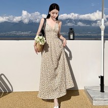 꽃무늬 나시원피스 해외여름 리조트룩 롱드레스