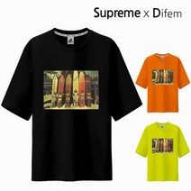 슈프림 정품 5부오버핏반팔 슈프림서핑보드 남녀공용 반팔티셔츠