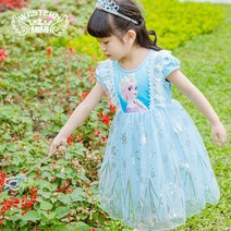 최신상 겨울왕국2 엘사 반팔 봄 여름 원피스 드레스[사은품:엘사왕관+지휘봉] TOP15