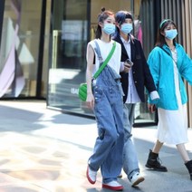 YAHOO 오버롤 츠나기 점프슈트 데님 멜빵 바지 빈티지 미드 스트라이프 멜빵바지