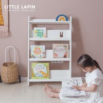 [꼬메모이]리틀라핀 슬림형 전면책장 화이트 / 자작나무 유아 아기 가구 놀이 책장