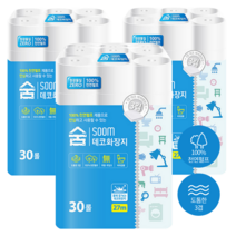 천연펄프 100% 프리미엄 화장지 화장실 휴지 3겹 30롤 3팩, 숨 데코 27M 30롤 3팩(총90롤)
