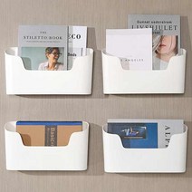 모두숍W7DFB46 간편부착 무타공 와이드 포켓 수납정리함 흰색 씽크대정리 욕실책꽂이 욕실수납 싱크대수납 욕실바구니, 단품