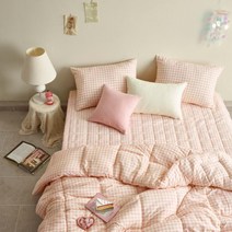 라라슈 팝체크 세미 마이크로 누빔패드 LK EK DK 180 x 210 겨울이불 화이버 모텔이불, 색상/바나나블루