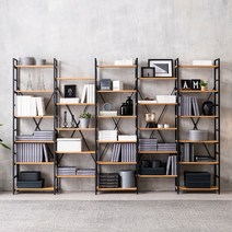 KARA 거실 서재 연결 철제 책장, C타입, 블랙