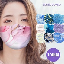센스가드 숨쉬기 편한 국산 비말차단 패션 덴탈 마스크 40종 10매입, 기하학 그린