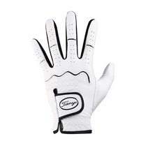 TTYGJ-남성용 양가죽 미끄럼 방지 골프 장갑 왼손 및 왼손잡이용 후크 및 루프 1 개입, 02 Black