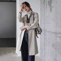 오버클래쓰 여성 트렌치 코트 심플 캐주얼 간절기 하프 자켓 무지