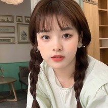 나는 같은 스타일의 땋은 머리 가발 여앤코스가 양갈래 중장발 에어 앞머리 올인원 커버 연기, 다크브라운 45cm정도_풀커버+빅케어 5종 세트