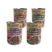 헬로도기 수제조각 주식 캔 400g, 오리고기와 야채, 4개입