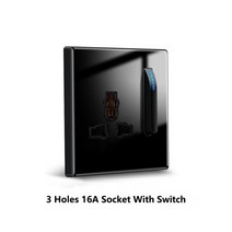 컴퓨터파워선 모니터전원케이블Avoir 벽 리셋 스위치 블랙 영국 콘센트 듀얼 Usb 충전기 유리 패널 범용 전, 14 3 Hole Socket