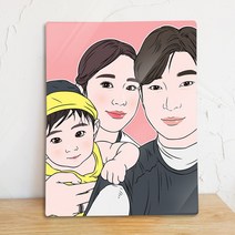 [지몬스터] 팝아트 초상화 가족 일러스트 캐리커쳐 가족그림 생일 결혼기념일 선물 캔버스 아크릴액자 제작 (3인부터), 4인, 알루미늄블랙액자