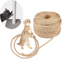 나무위의고양이 캣타워 스크레처 캣워커 선반 cat natural sisal rope for scratching post tree 교체 복구를 위한 4mm6mm 직경 diy, 15미터, 직경 4mm