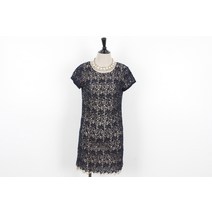 (CLUB MONACO)클럽모나코 네이비 베이지 배색 레이어드 레이스 슬림 원피스(80)