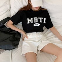 코지 여자 엠비티아이 프린팅 캐주얼 라운드넥 반팔티