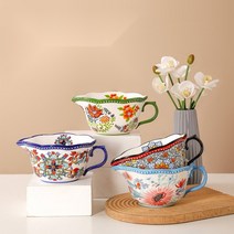 도자기저그 북유럽 피쳐 믹싱 세라믹 시럽 샐러드 그릇 베이킹 빈티지, 1100ML 가을