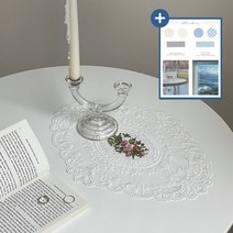 메인홈 빈티지 프렌치 감성 레이스 받침 코스터 테이블매트, 빈티지레이스-자수 화이트