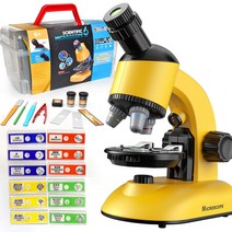 Microscope for Kids 현미경 키트 LED 40X-1200X 배율 어린이 과학 장난감 어린이 학생 현미경 STEM 키트 포함 현미경 슬라이드, 40x - 1200x