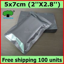 100개 도매 2'X 2.8'(5x7cm) 4mil 소형 플라스틱 포장 백 진공 백 식품 폴리에스테르 필름 알루미늄 호일 백, 보여진 바와 같이