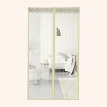 세로 줄무늬 간살 자동 개폐 그물망 자석 방문 모기장 현관 방충망 베이지 브라운 종류선택, ○선택:상품선택●