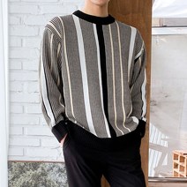 쿠비코 니트 잔줄 버티컬 포인팅 라운드 티셔츠MZ853