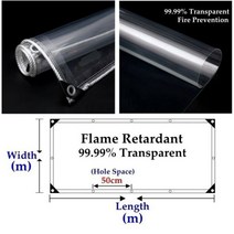 두께 0.55mm 99.9 투명 tpu 난연 타포린 자동차 트럭 방수포 커버 투명 발코니 방수 울타리 그물, TPU 타포린, 1.4m x 1.2m