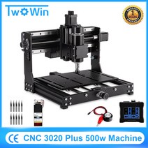 루터기 CNC 3 축 우드 라우터 3020 플러스 500W 스핀들 포함 GRBL 제어 DIY 레이저 조각기 PCB 밀링 절단 금속 조각기, with 5500mw laser+with offline