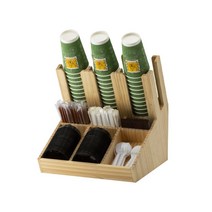 카페 일회용컵 홀더 종이컵 커피컵 보관 걸이 빨대 수납, 우드 7118