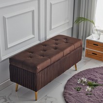 수납형 일자 쇼파 1인용 2인용 벨벳 옷가게 의자, 다크브라운