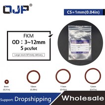 고무오링 패킹 실리콘 오링 고무링 5개/몫 고무 링 갈색 FKM O 씰 1mm 두께 OD3/4/5/6/7/8/9/10/11/12mm O-, 01 3x1x1mm-Green_01 5pieces